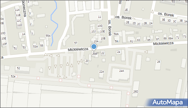 Wronki, Mickiewicza Adama, 20A, mapa Wronki