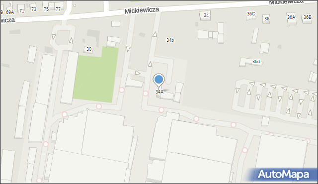 Wronki, Mickiewicza Adama, 34A, mapa Wronki