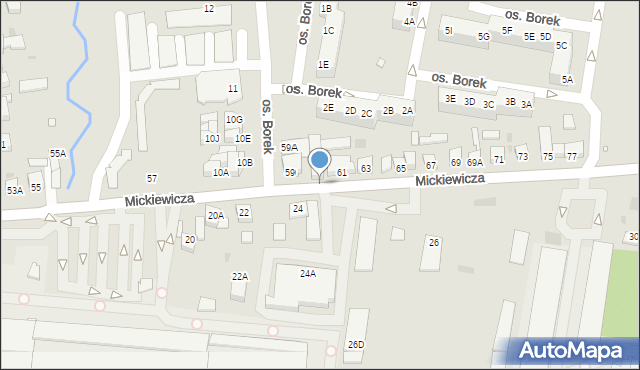 Wronki, Mickiewicza Adama, 61a, mapa Wronki