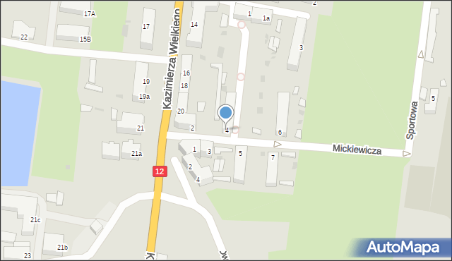 Wschowa, Mickiewicza Adama, 4a, mapa Wschowa