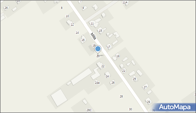 Wsola, Miła, 20, mapa Wsola