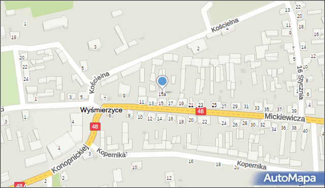 Wyśmierzyce, Mickiewicza Adama, 15a, mapa Wyśmierzyce