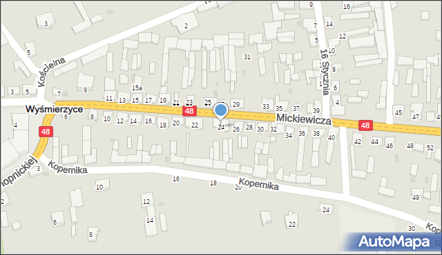 Wyśmierzyce, Mickiewicza Adama, 24, mapa Wyśmierzyce