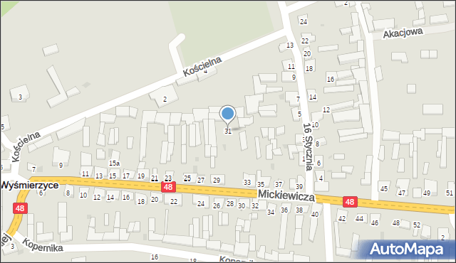 Wyśmierzyce, Mickiewicza Adama, 31, mapa Wyśmierzyce