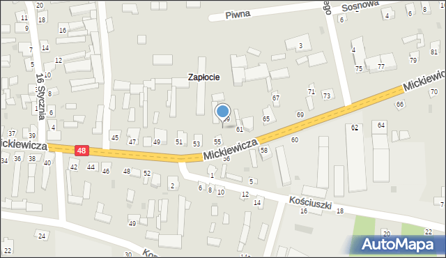 Wyśmierzyce, Mickiewicza Adama, 57, mapa Wyśmierzyce