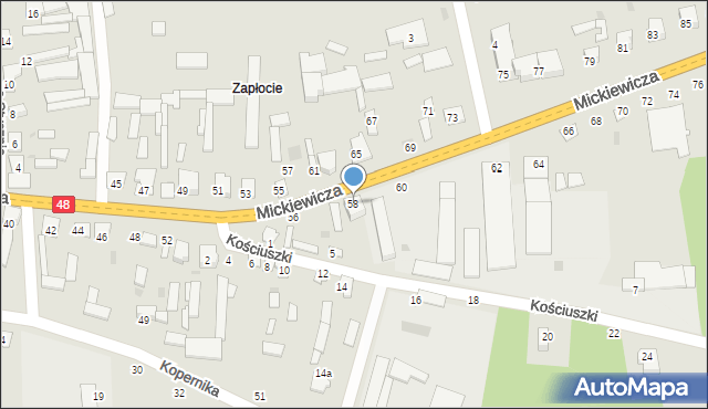 Wyśmierzyce, Mickiewicza Adama, 58, mapa Wyśmierzyce