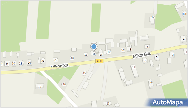 Wyszanów, Mikorska, 16, mapa Wyszanów