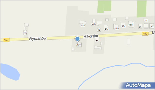 Wyszanów, Mikorska, 35, mapa Wyszanów