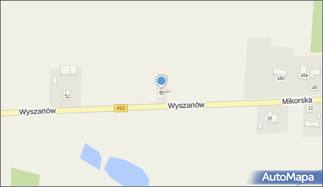 Wyszanów, Mikorska, 50, mapa Wyszanów