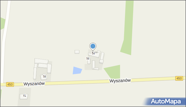 Wyszanów, Mikorska, 54, mapa Wyszanów