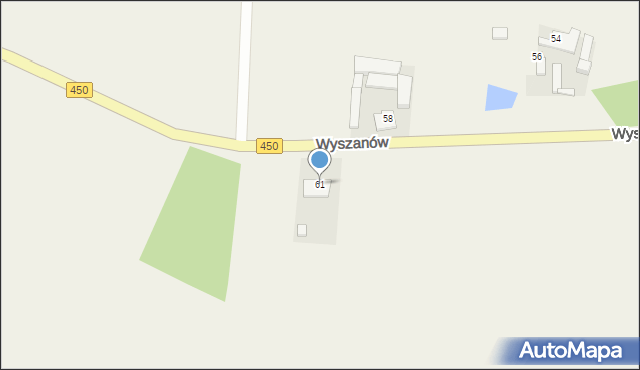 Wyszanów, Mikorska, 61, mapa Wyszanów