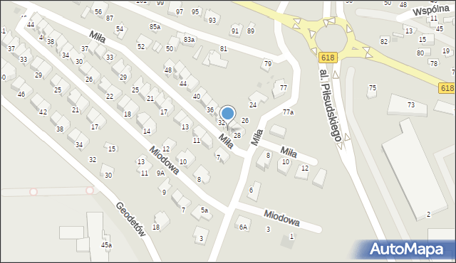 Wyszków, Miła, 30, mapa Wyszków