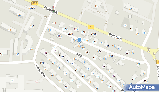 Wyszków, Miła, 56, mapa Wyszków