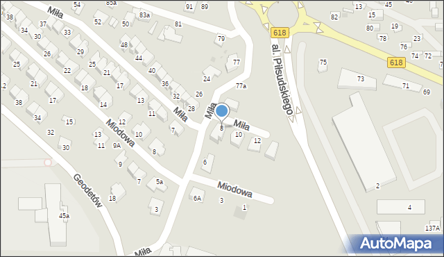 Wyszków, Miła, 8, mapa Wyszków