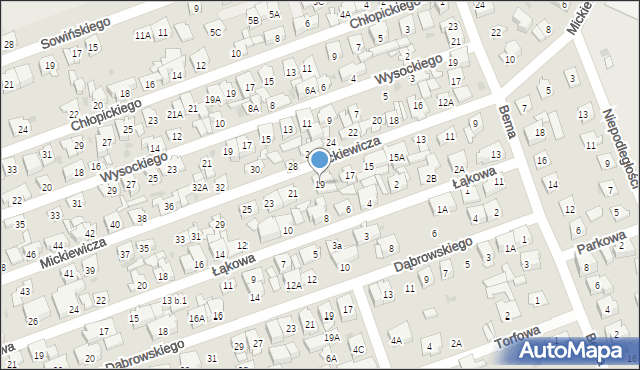 Ząbki, Mickiewicza Adama, 19, mapa Ząbki