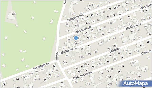 Ząbki, Mickiewicza Adama, 60, mapa Ząbki