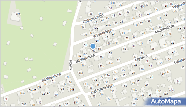 Ząbki, Mickiewicza Adama, 60b, mapa Ząbki