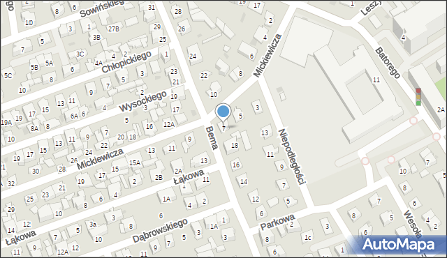 Ząbki, Mickiewicza Adama, 7, mapa Ząbki