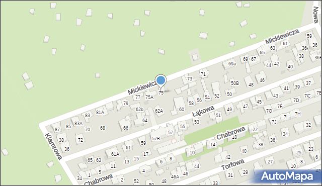 Ząbki, Mickiewicza Adama, 75, mapa Ząbki
