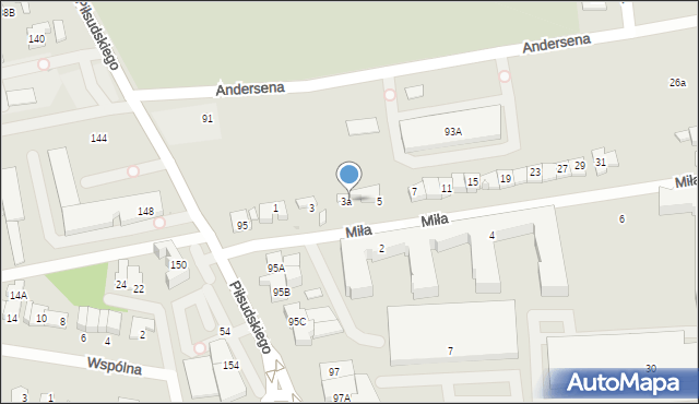 Ząbki, Miła, 5A, mapa Ząbki