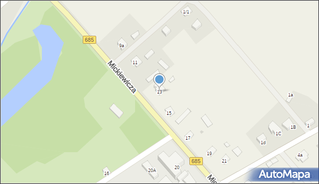 Zabłudów, Mickiewicza Adama, 13, mapa Zabłudów