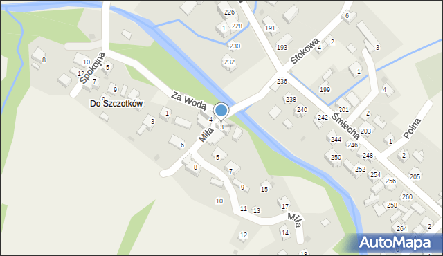 Żabnica, Miła, 3, mapa Żabnica