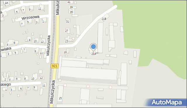 Zabrze, Mikulczycka, 21A, mapa Zabrza