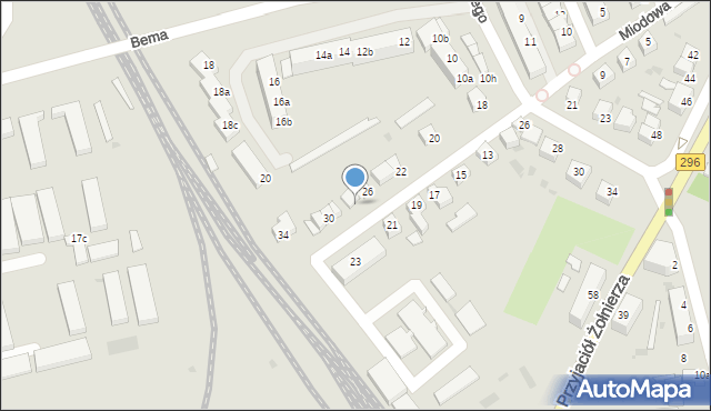 Żagań, Miodowa, 28, mapa Żagań