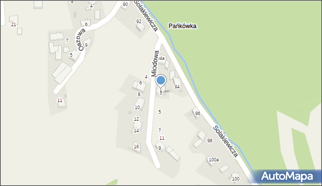 Zagórnik, Miodowa, 3, mapa Zagórnik