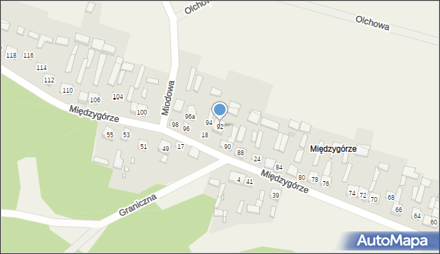 Zajączków, Międzygórze, 92, mapa Zajączków