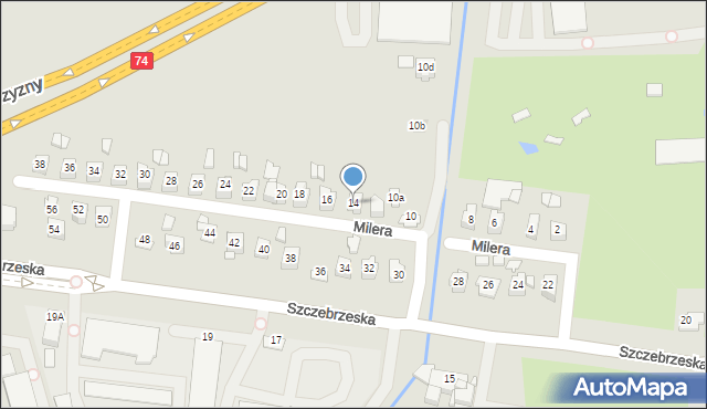 Zamość, Milera Stefana, 14, mapa Zamościa