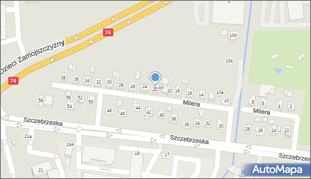 Zamość, Milera Stefana, 22, mapa Zamościa