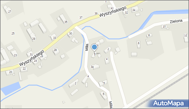 Zaręba, Miła, 3, mapa Zaręba