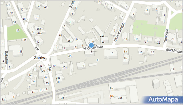Żarów, Mickiewicza Adama, 2, mapa Żarów