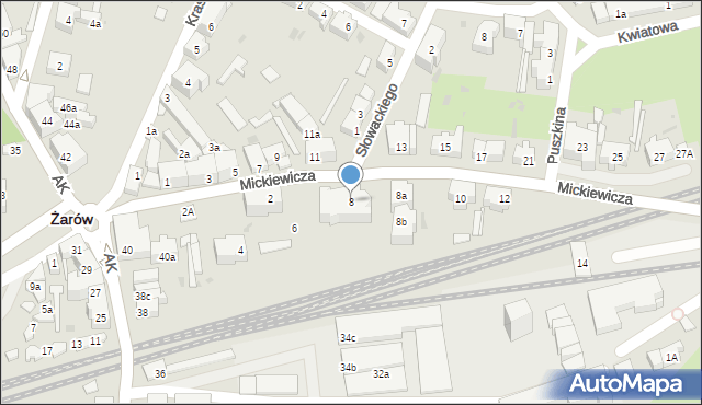 Żarów, Mickiewicza Adama, 8, mapa Żarów