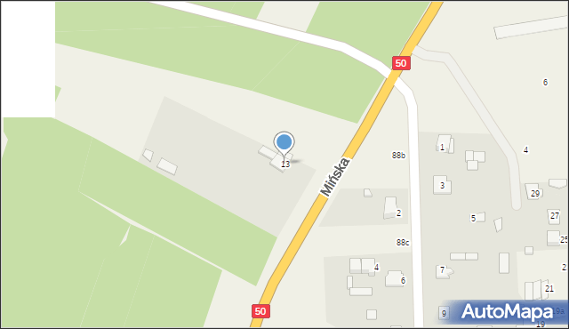 Zawiszyn, Mińska, 13, mapa Zawiszyn