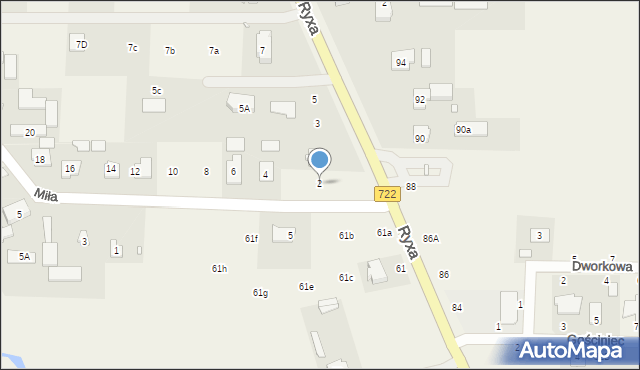 Zawodne, Miła, 2, mapa Zawodne