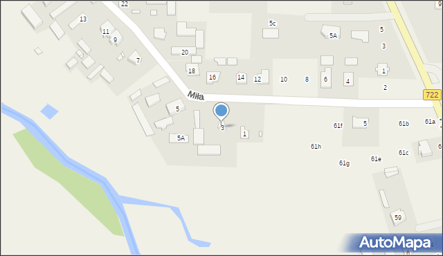 Zawodne, Miła, 3, mapa Zawodne