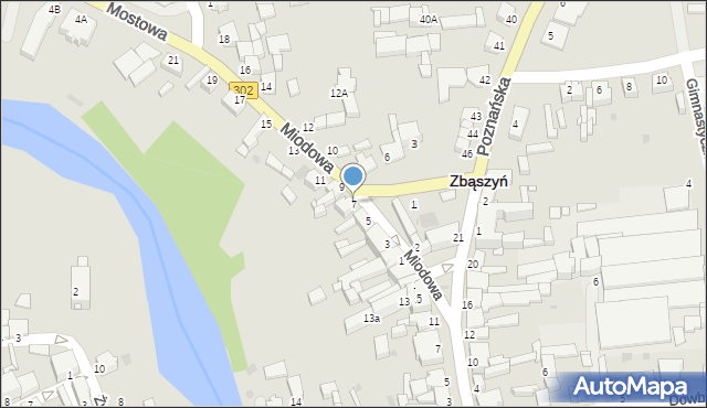 Zbąszyń, Miodowa, 7, mapa Zbąszyń