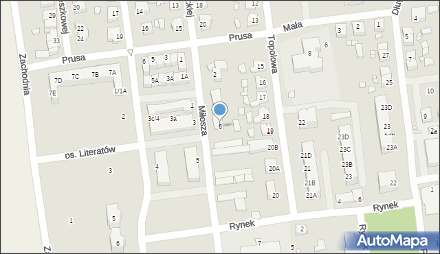 Zbąszynek, Miłosza Czesława, 6, mapa Zbąszynek