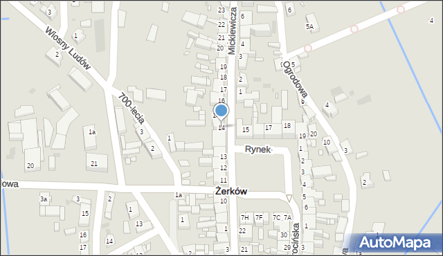 Żerków, Mickiewicza Adama, 14, mapa Żerków