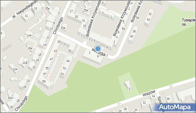 Zielona Góra, Mieszka I, 4, mapa Zielona Góra