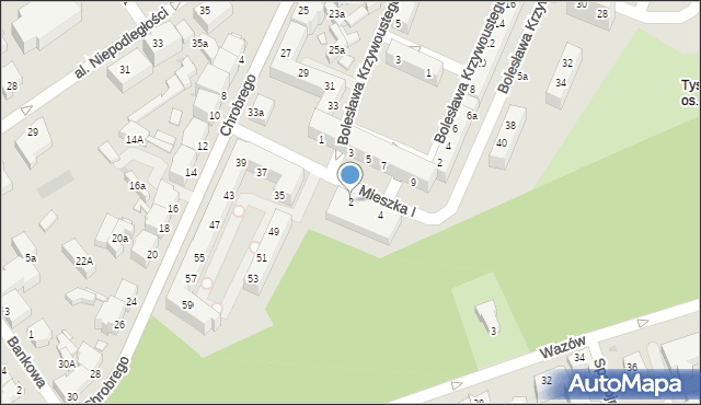 Zielona Góra, Mieszka I, 2, mapa Zielona Góra