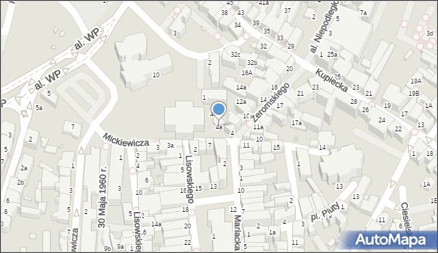 Zielona Góra, Mickiewicza Adama, 4a, mapa Zielona Góra