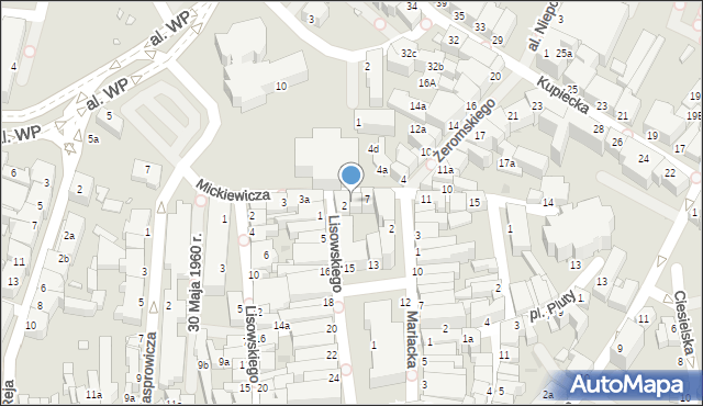 Zielona Góra, Mickiewicza Adama, 5, mapa Zielona Góra