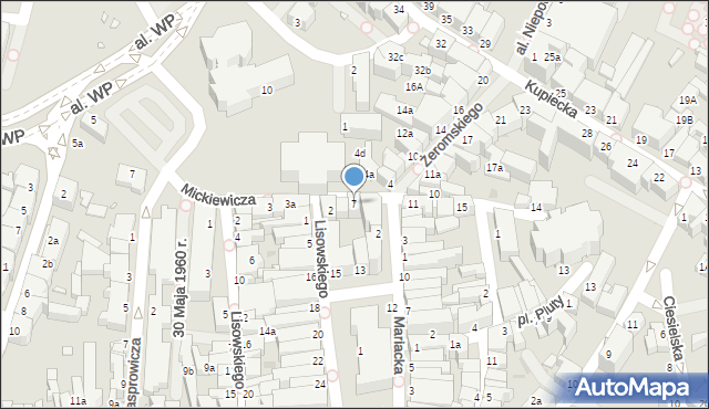 Zielona Góra, Mickiewicza Adama, 7, mapa Zielona Góra