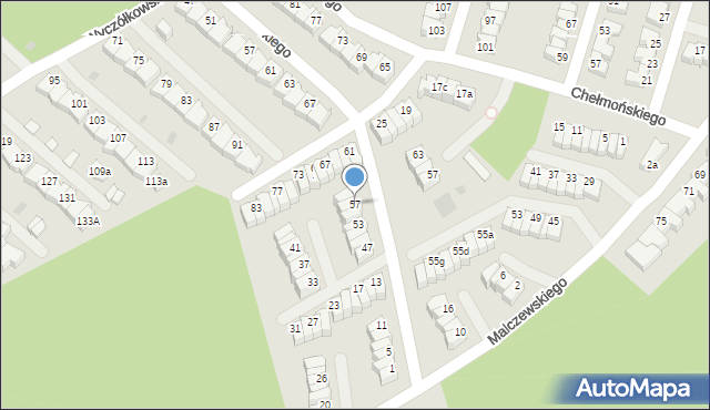 Zielona Góra, Michałowskiego Piotra, 57, mapa Zielona Góra