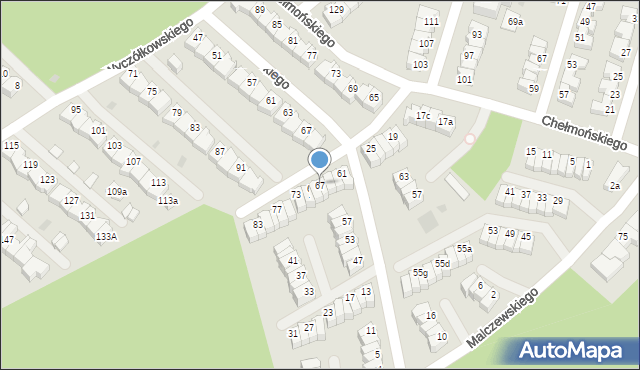 Zielona Góra, Michałowskiego Piotra, 67, mapa Zielona Góra