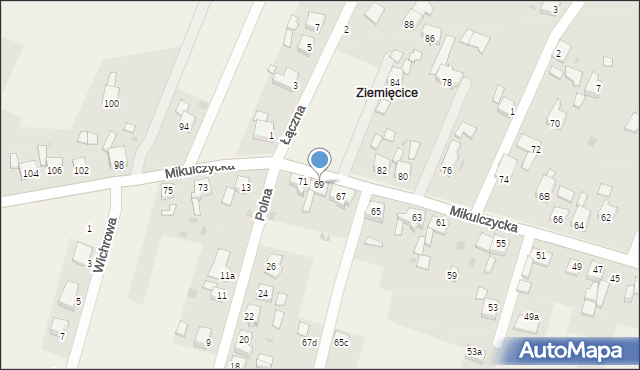 Ziemięcice, Mikulczycka, 69, mapa Ziemięcice