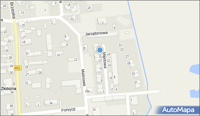 Żłobizna, Miodowa, 15, mapa Żłobizna